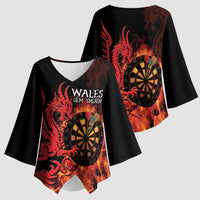 Wales Darts Kimono Sleeve Blouse Cymru Dragon Gem Ymlaen Flaming Vibes - Wonder Print Shop