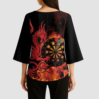 Wales Darts Kimono Sleeve Blouse Cymru Dragon Gem Ymlaen Flaming Vibes - Wonder Print Shop