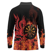 Wales Darts Long Sleeve Polo Shirt Cymru Dragon Gem Ymlaen Flaming Vibes - Wonder Print Shop