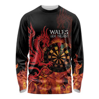 Wales Darts Long Sleeve Shirt Cymru Dragon Gem Ymlaen Flaming Vibes - Wonder Print Shop
