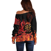 Wales Darts Off Shoulder Sweater Cymru Dragon Gem Ymlaen Flaming Vibes - Wonder Print Shop