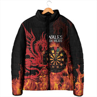 Wales Darts Padded Jacket Cymru Dragon Gem Ymlaen Flaming Vibes - Wonder Print Shop