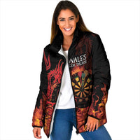 Wales Darts Padded Jacket Cymru Dragon Gem Ymlaen Flaming Vibes - Wonder Print Shop