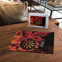 Wales Darts Puzzle Cymru Dragon Gem Ymlaen Flaming Vibes - Wonder Print Shop