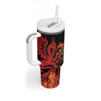 Wales Darts Tumbler With Handle Cymru Dragon Gem Ymlaen Flaming Vibes - Wonder Print Shop