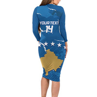 Custom Kosovo Football Family Matching Long Sleeve Bodycon Dress and Hawaiian Shirt Come On Dardanet