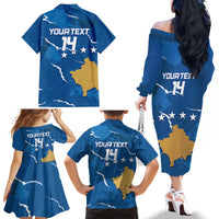 Custom Kosovo Football Family Matching Off The Shoulder Long Sleeve Dress and Hawaiian Shirt Come On Dardanet