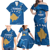 Custom Kosovo Football Family Matching Off Shoulder Maxi Dress and Hawaiian Shirt Come On Dardanet