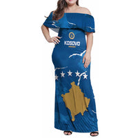 Custom Kosovo Football Family Matching Off Shoulder Maxi Dress and Hawaiian Shirt Come On Dardanet
