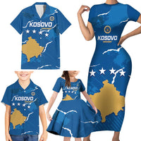 Custom Kosovo Football Family Matching Short Sleeve Bodycon Dress and Hawaiian Shirt Come On Dardanet