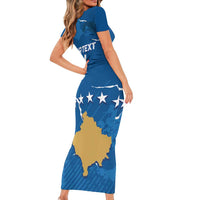 Custom Kosovo Football Family Matching Short Sleeve Bodycon Dress and Hawaiian Shirt Come On Dardanet
