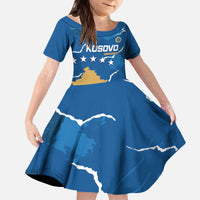 Custom Kosovo Football Kid Short Sleeve Dress Come On Dardanet