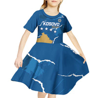 Custom Kosovo Football Kid Short Sleeve Dress Come On Dardanet