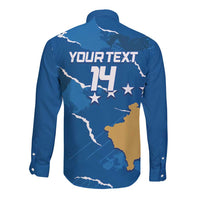 Custom Kosovo Football Long Sleeve Button Shirt Come On Dardanet