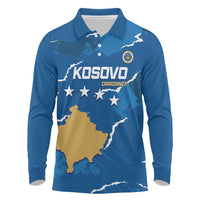 Custom Kosovo Football Long Sleeve Polo Shirt Come On Dardanet
