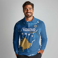 Custom Kosovo Football Long Sleeve Polo Shirt Come On Dardanet