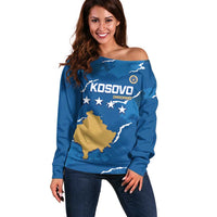 Custom Kosovo Football Off Shoulder Sweater Come On Dardanet
