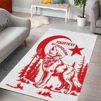 Custom Turkey Football Area Rug Turkyie Wolf With Crescent-Stars