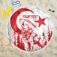 Custom Turkey Football Beach Blanket Turkyie Wolf With Crescent-Stars