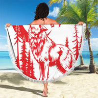 Custom Turkey Football Beach Blanket Turkyie Wolf With Crescent-Stars
