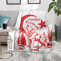 Custom Turkey Football Blanket Turkyie Wolf With Crescent-Stars