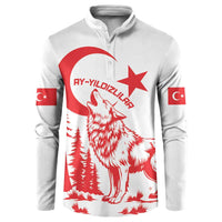 Custom Turkey Football Button Sweatshirt Turkyie Wolf With Crescent-Stars