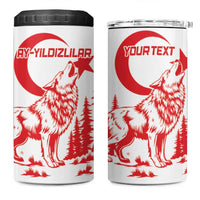 Custom Turkey Football 4 in 1 Can Cooler Tumbler Turkyie Wolf With Crescent-Stars