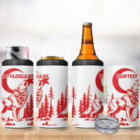 Custom Turkey Football 4 in 1 Can Cooler Tumbler Turkyie Wolf With Crescent-Stars