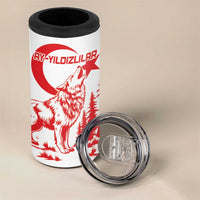 Custom Turkey Football 4 in 1 Can Cooler Tumbler Turkyie Wolf With Crescent-Stars