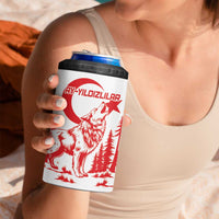 Custom Turkey Football 4 in 1 Can Cooler Tumbler Turkyie Wolf With Crescent-Stars