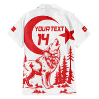 Custom Turkey Football Family Matching Off Shoulder Short Dress and Hawaiian Shirt Turkyie Wolf With Crescent-Stars