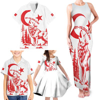 Custom Turkey Football Family Matching Tank Maxi Dress and Hawaiian Shirt Turkyie Wolf With Crescent-Stars