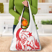 Custom Turkey Football Grocery Bag Turkyie Wolf With Crescent-Stars