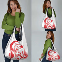 Custom Turkey Football Grocery Bag Turkyie Wolf With Crescent-Stars