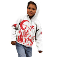 Custom Turkey Football Kid Hoodie Turkyie Wolf With Crescent-Stars