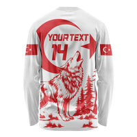 Custom Turkey Football Long Sleeve Shirt Turkyie Wolf With Crescent-Stars