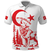 Custom Turkey Football Polo Shirt Turkyie Wolf With Crescent-Stars