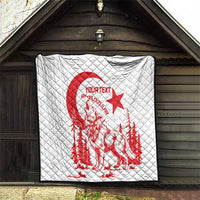 Custom Turkey Football Quilt Turkyie Wolf With Crescent-Stars