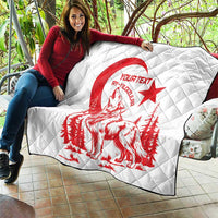 Custom Turkey Football Quilt Turkyie Wolf With Crescent-Stars