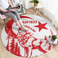 Custom Turkey Football Round Carpet Turkyie Wolf With Crescent-Stars