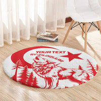 Custom Turkey Football Round Carpet Turkyie Wolf With Crescent-Stars