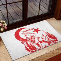 Custom Turkey Football Rubber Doormat Turkyie Wolf With Crescent-Stars