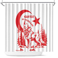 Custom Turkey Football Shower Curtain Turkyie Wolf With Crescent-Stars