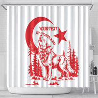 Custom Turkey Football Shower Curtain Turkyie Wolf With Crescent-Stars