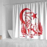 Custom Turkey Football Shower Curtain Turkyie Wolf With Crescent-Stars