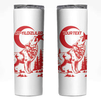 Custom Turkey Football Skinny Tumbler Turkyie Wolf With Crescent-Stars