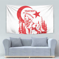 Custom Turkey Football Tapestry Turkyie Wolf With Crescent-Stars
