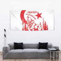 Custom Turkey Football Tapestry Turkyie Wolf With Crescent-Stars
