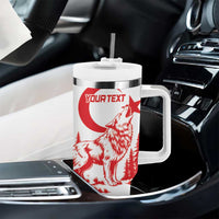 Custom Turkey Football Tumbler With Handle Turkyie Wolf With Crescent-Stars