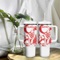 Custom Turkey Football Tumbler With Handle Turkyie Wolf With Crescent-Stars